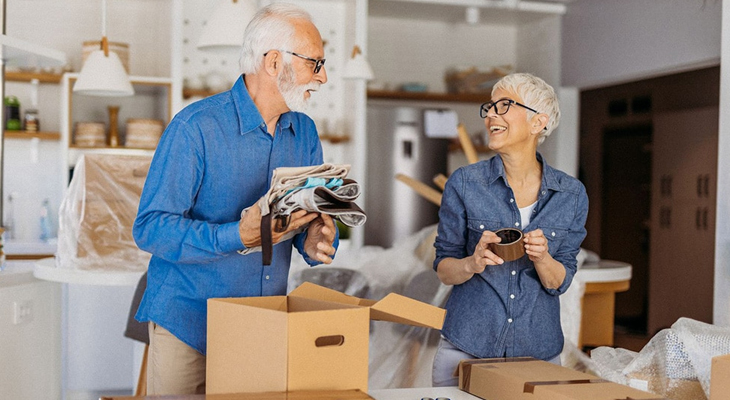 elderly couple moving
